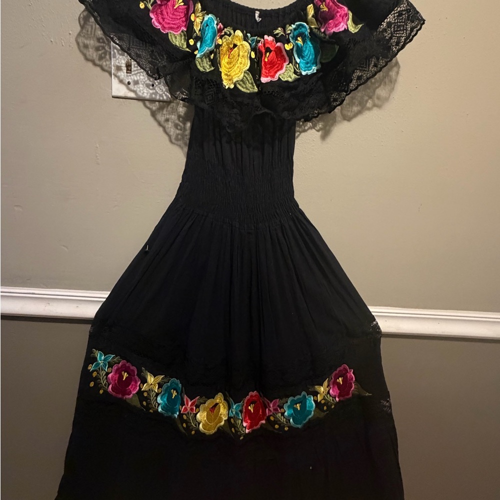 Vibrant Floral Embroidered Maxi Dress